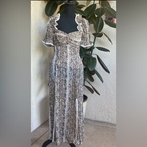 Nordstrom Snake Print Maxi Dress with Ruffle Trim